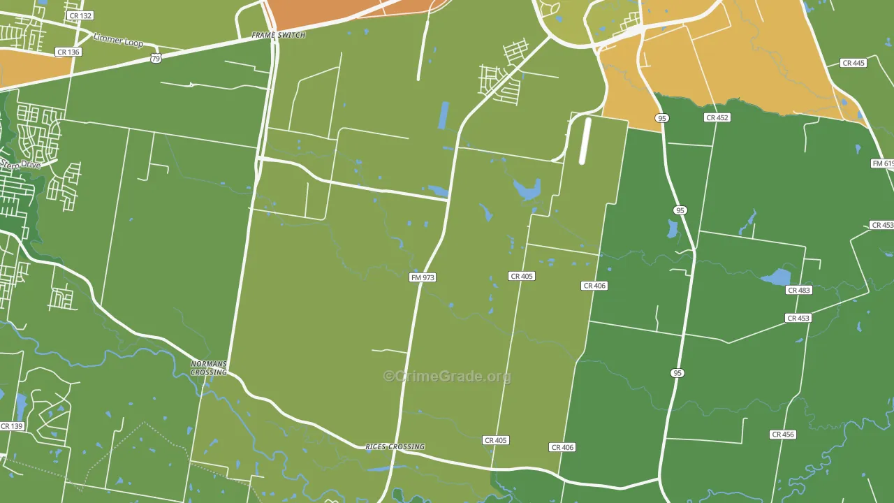 Rices Crossing, TX Map of Theft Rates