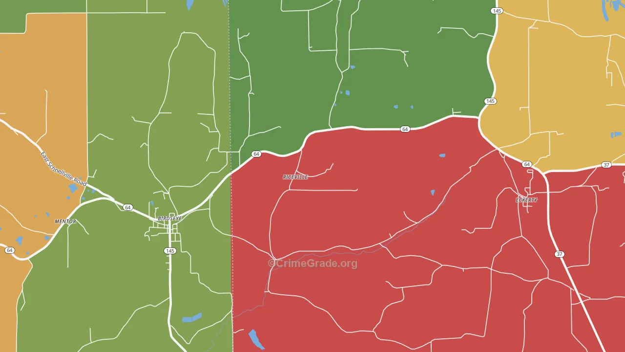 Riceville, IN Map of Theft Rates