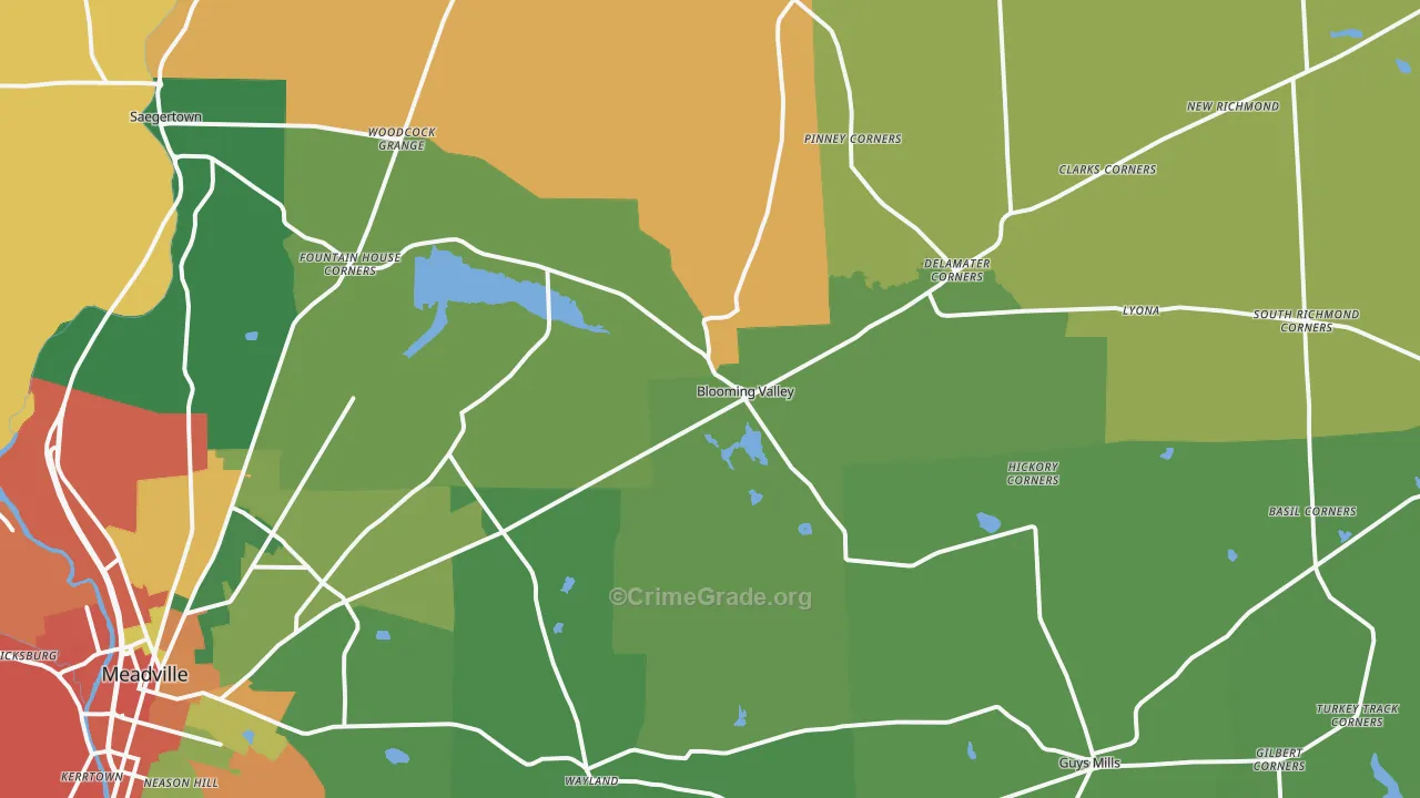 Riceville, PA Map of Theft Rates