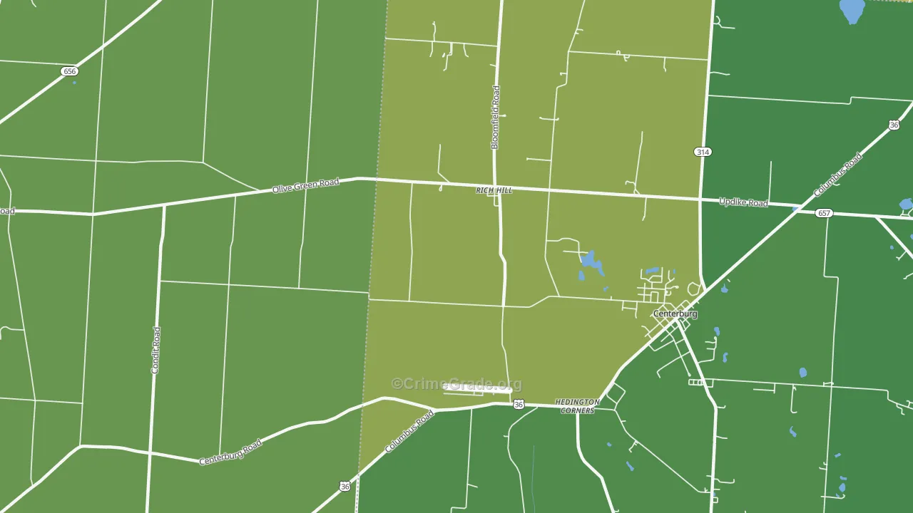 Rich Hill, OH Map of Theft Rates