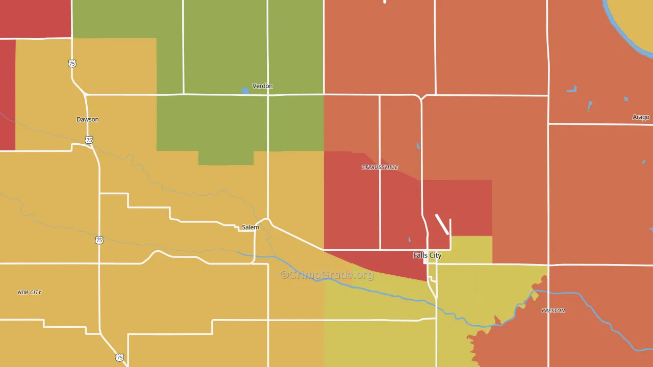Richardson County, NE Map of Theft Rates
