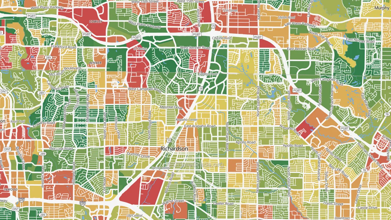 Richardson, TX Map of Theft Rates