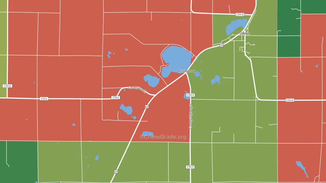 Richardson, WI Map of Theft Rates