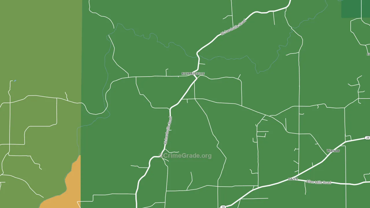 Richardsville, PA Map of Theft Rates