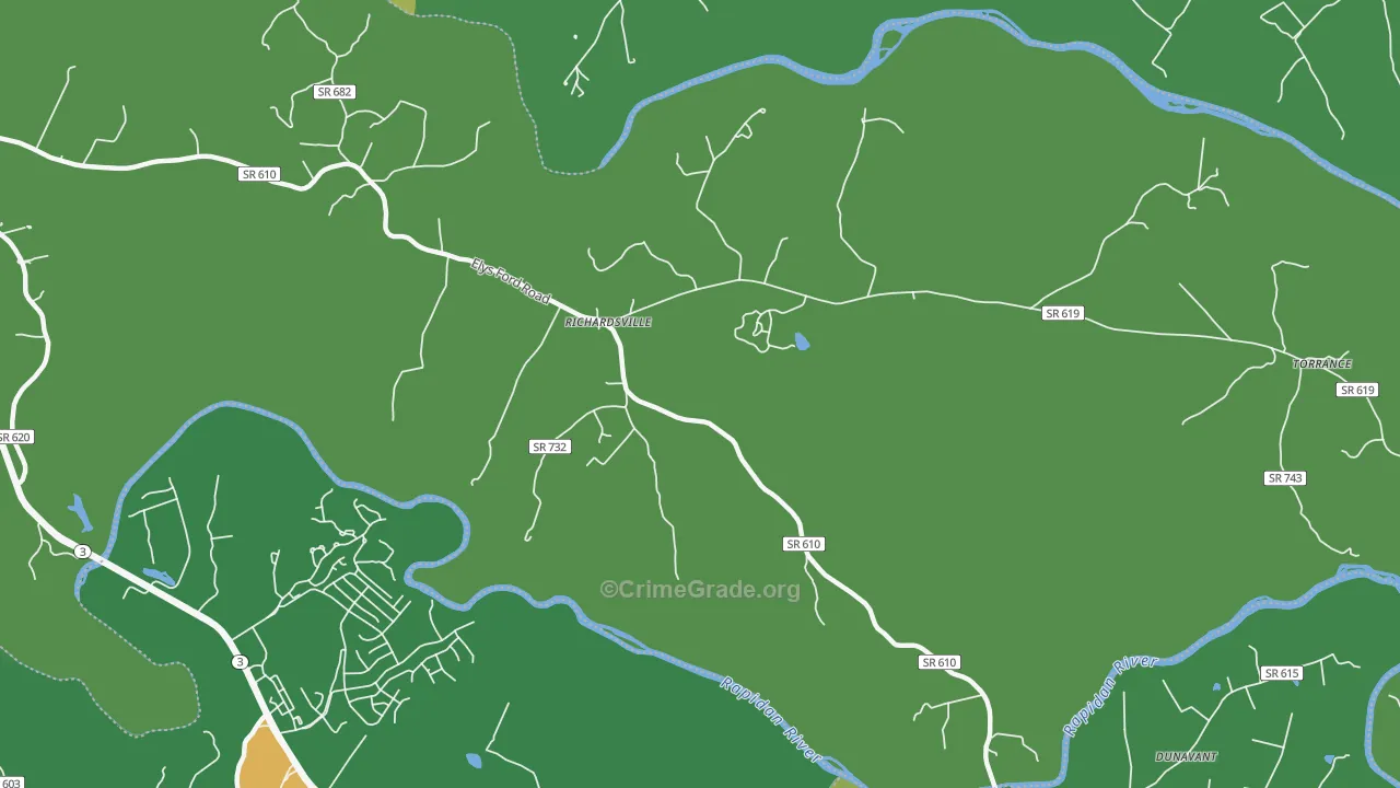 Richardsville, VA Map of Theft Rates