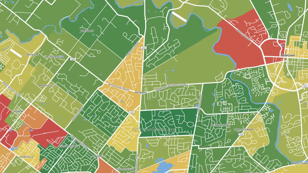 Richboro, PA Map of Theft Rates