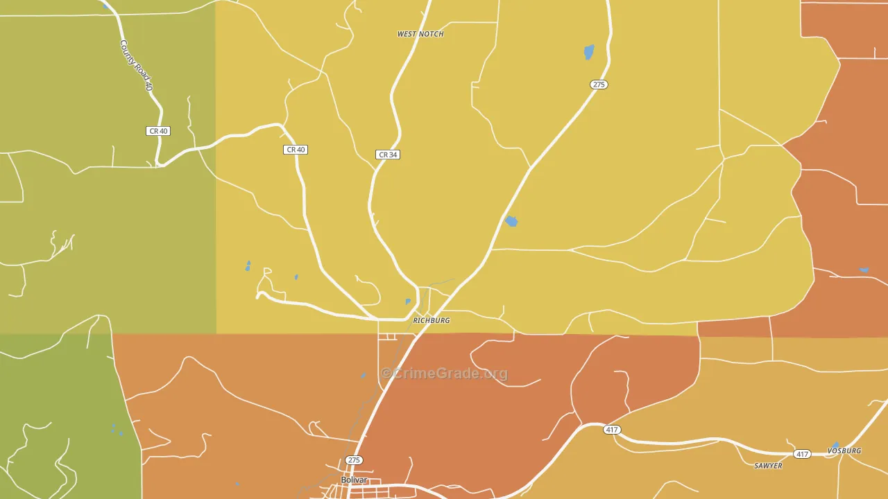 Richburg, NY Map of Theft Rates