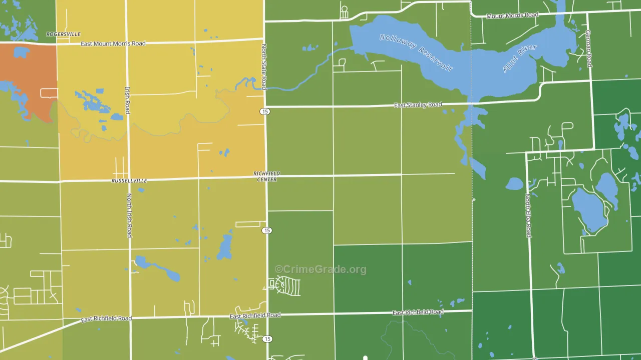 Richfield Center, MI Map of Theft Rates