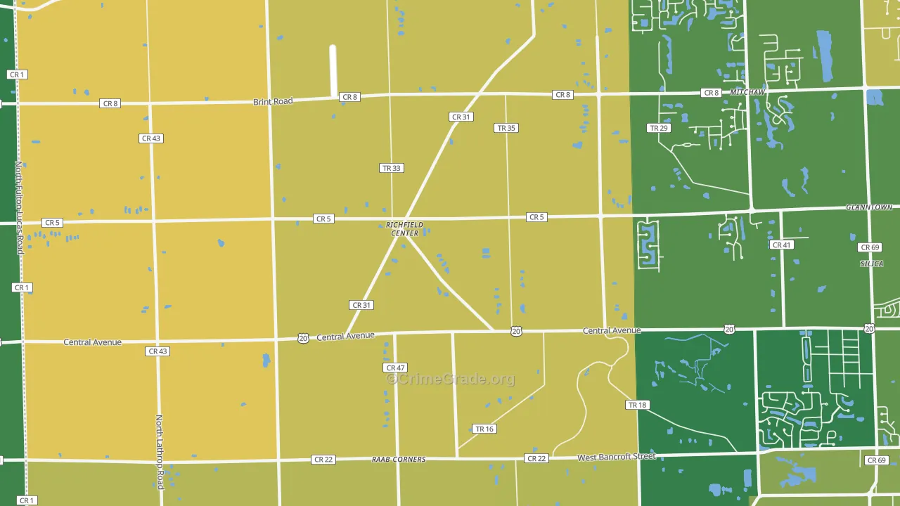 Richfield Center, OH Map of Theft Rates