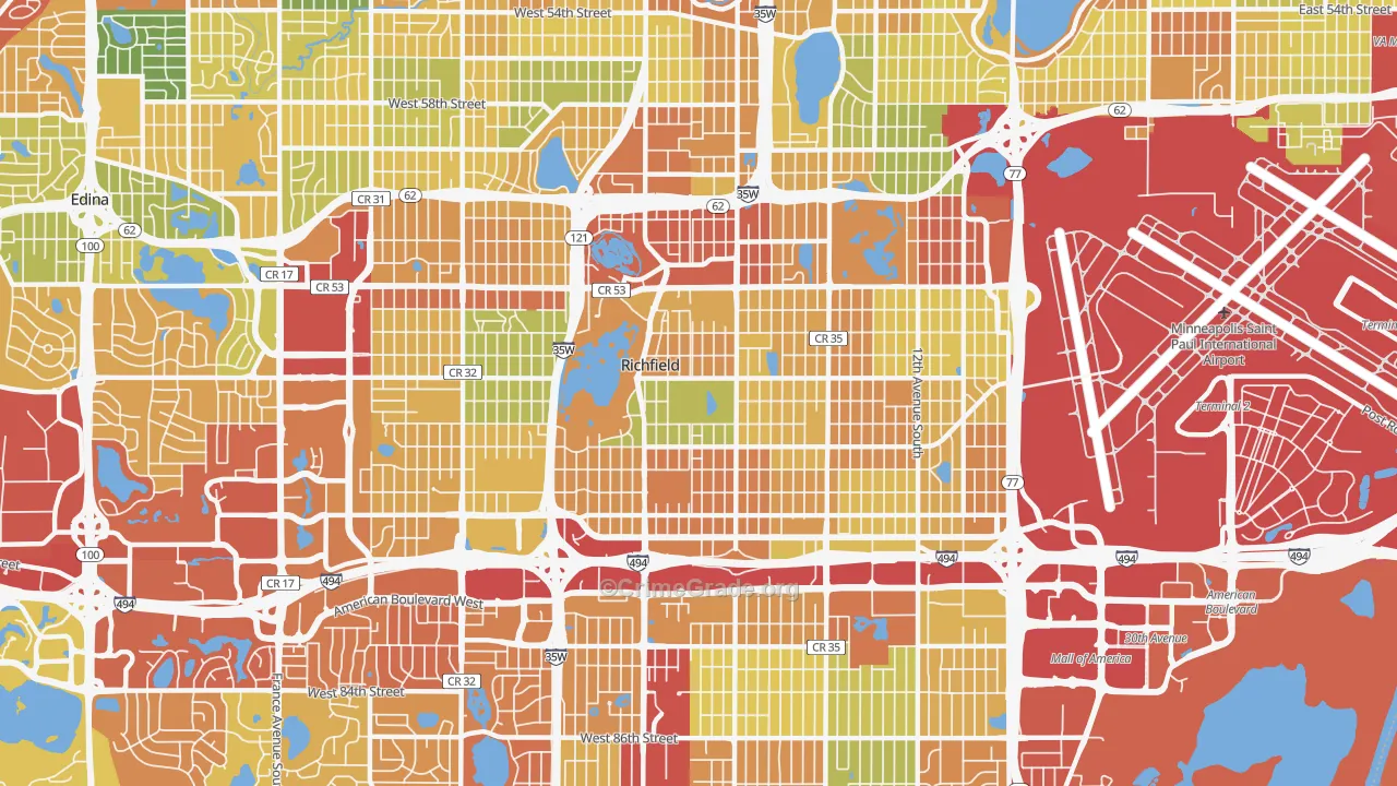 Richfield, MN Map of Theft Rates