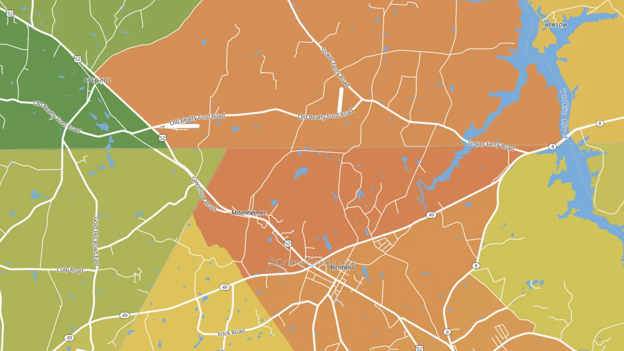 Richfield, NC Map of Theft Rates