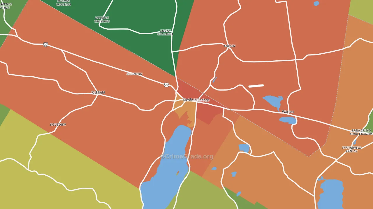 Richfield Springs, NY Map of Theft Rates