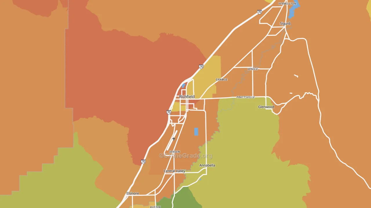 Richfield, UT Map of Theft Rates