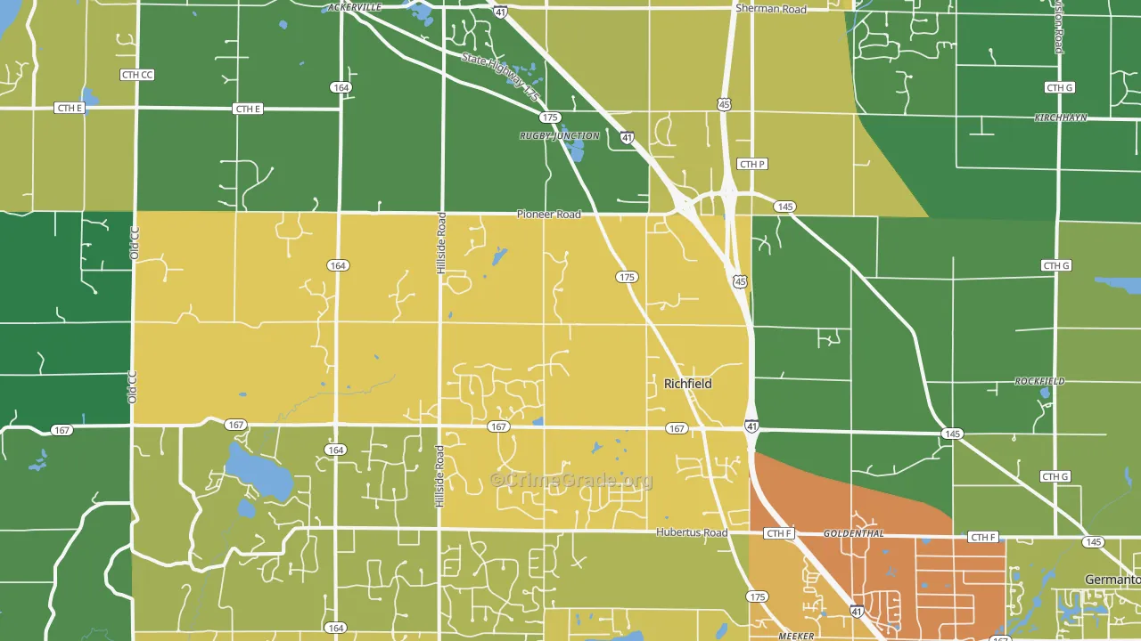 Richfield, WI Map of Theft Rates