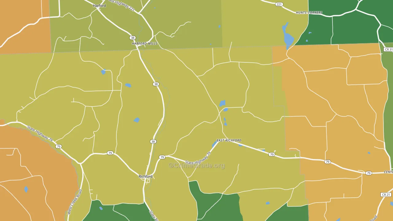 Richford, NY Map of Theft Rates