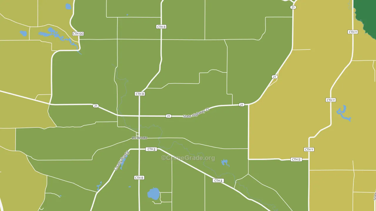 Richford, WI Map of Theft Rates
