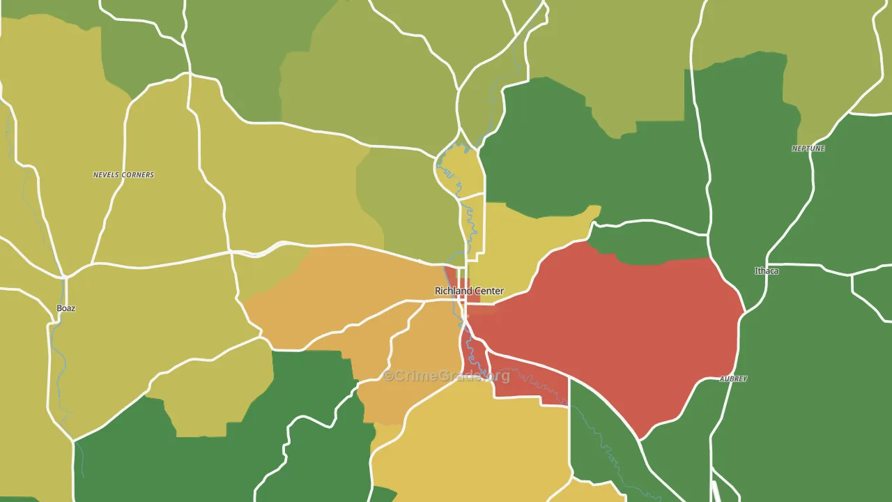 Richland Center, WI Map of Theft Rates