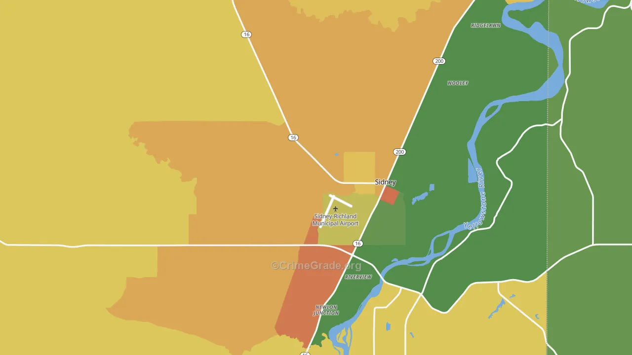 Richland County, MT Map of Theft Rates