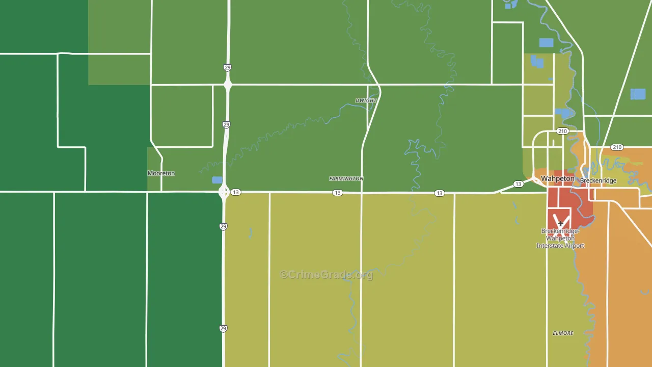 Richland County, ND Map of Theft Rates