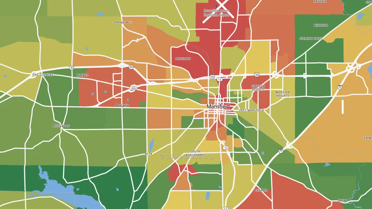 Richland County, OH Map of Theft Rates