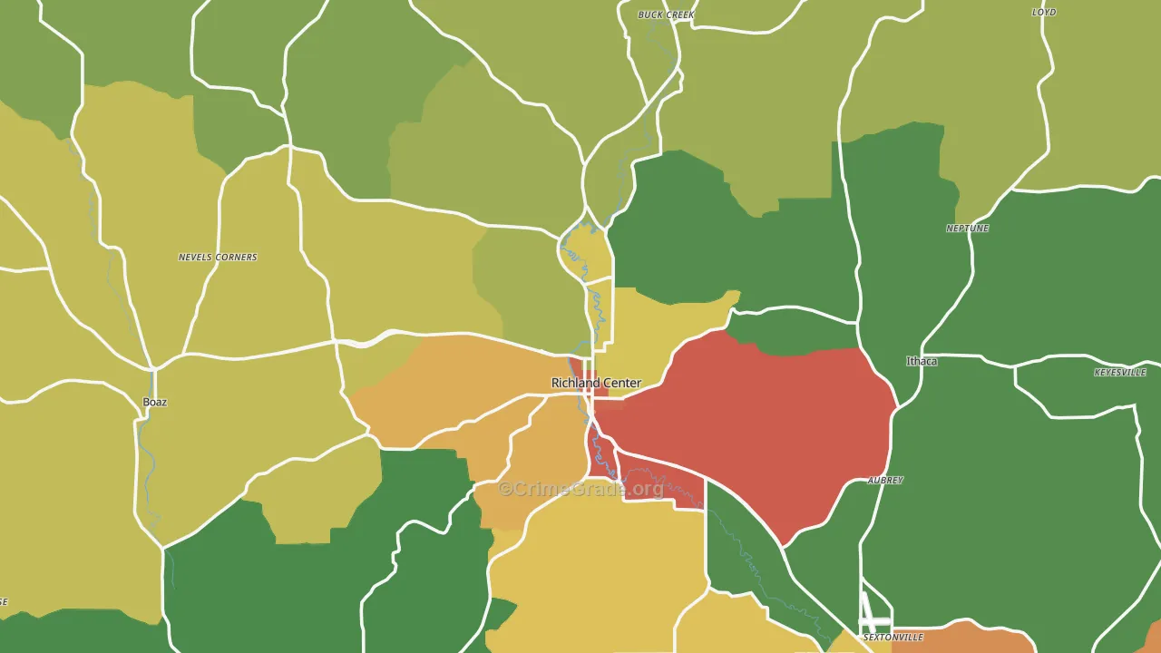 Richland County, WI Map of Theft Rates