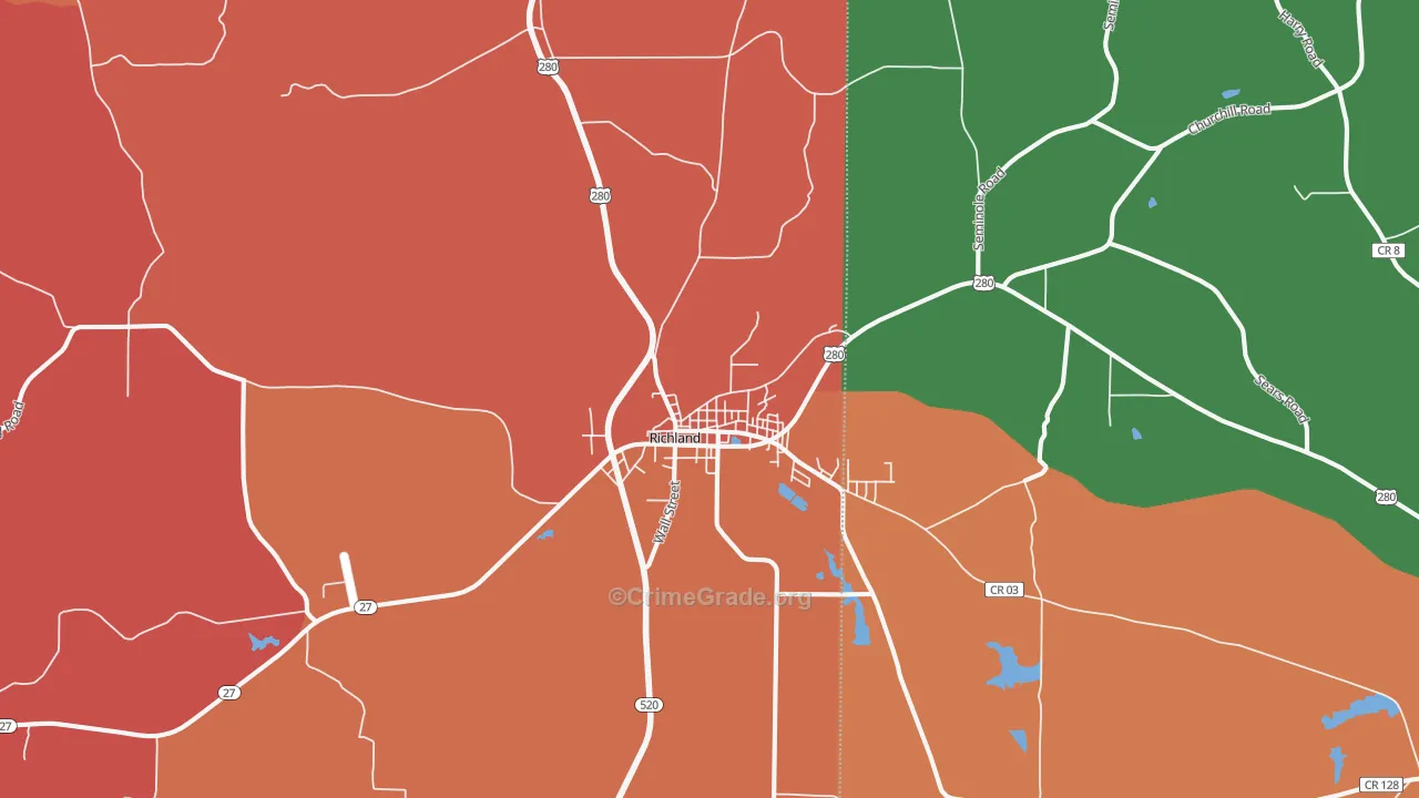 Richland, GA Map of Theft Rates