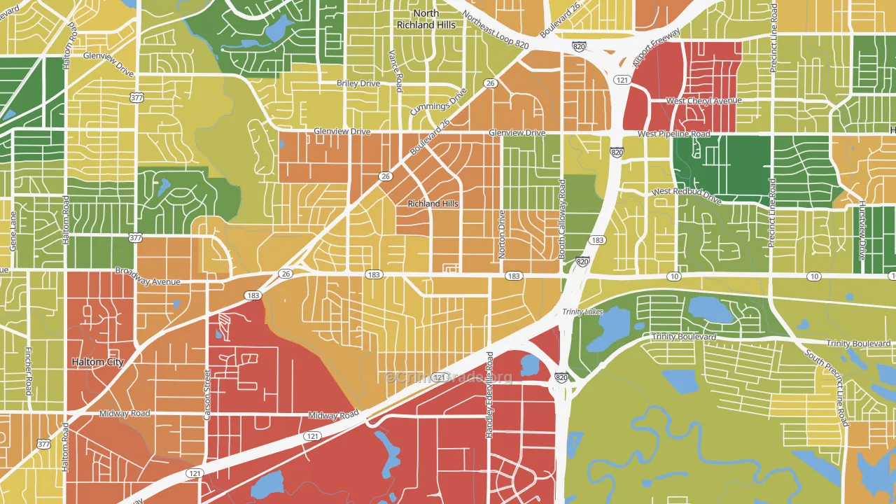 Richland Hills, TX Map of Theft Rates