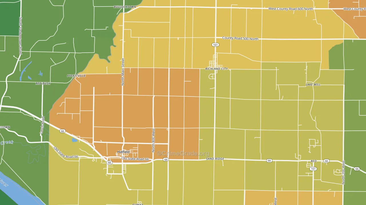 Richland, IN Map of Theft Rates