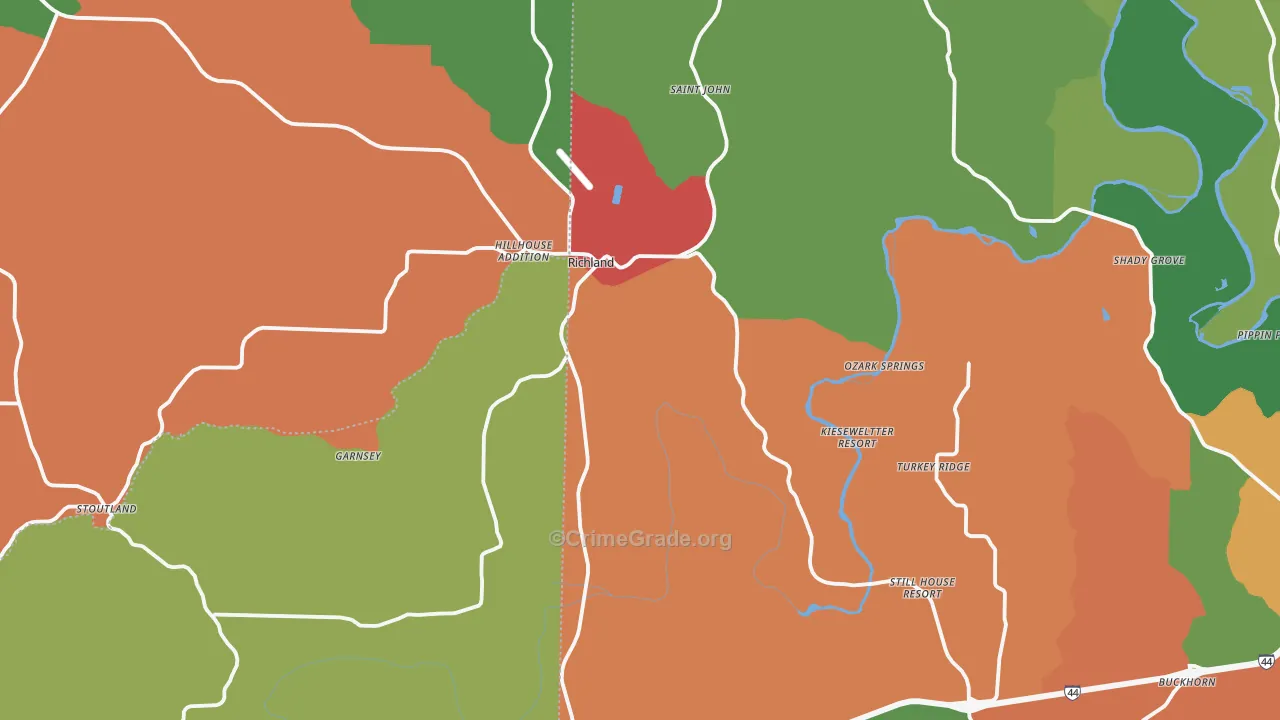 Richland, MO Map of Theft Rates