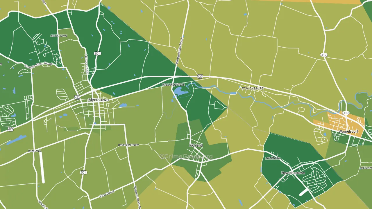 Richland, PA Map of Theft Rates