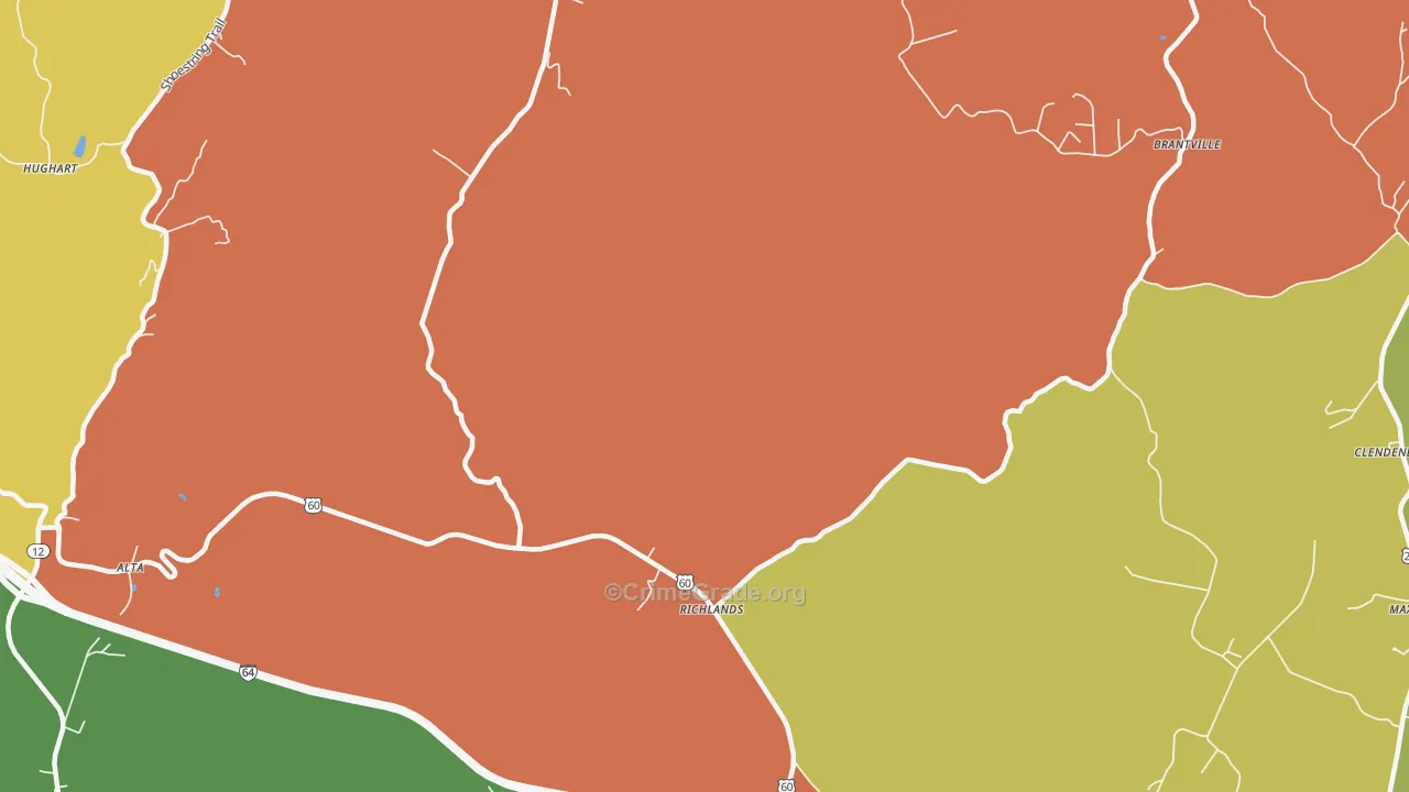 Richland, WV Map of Theft Rates