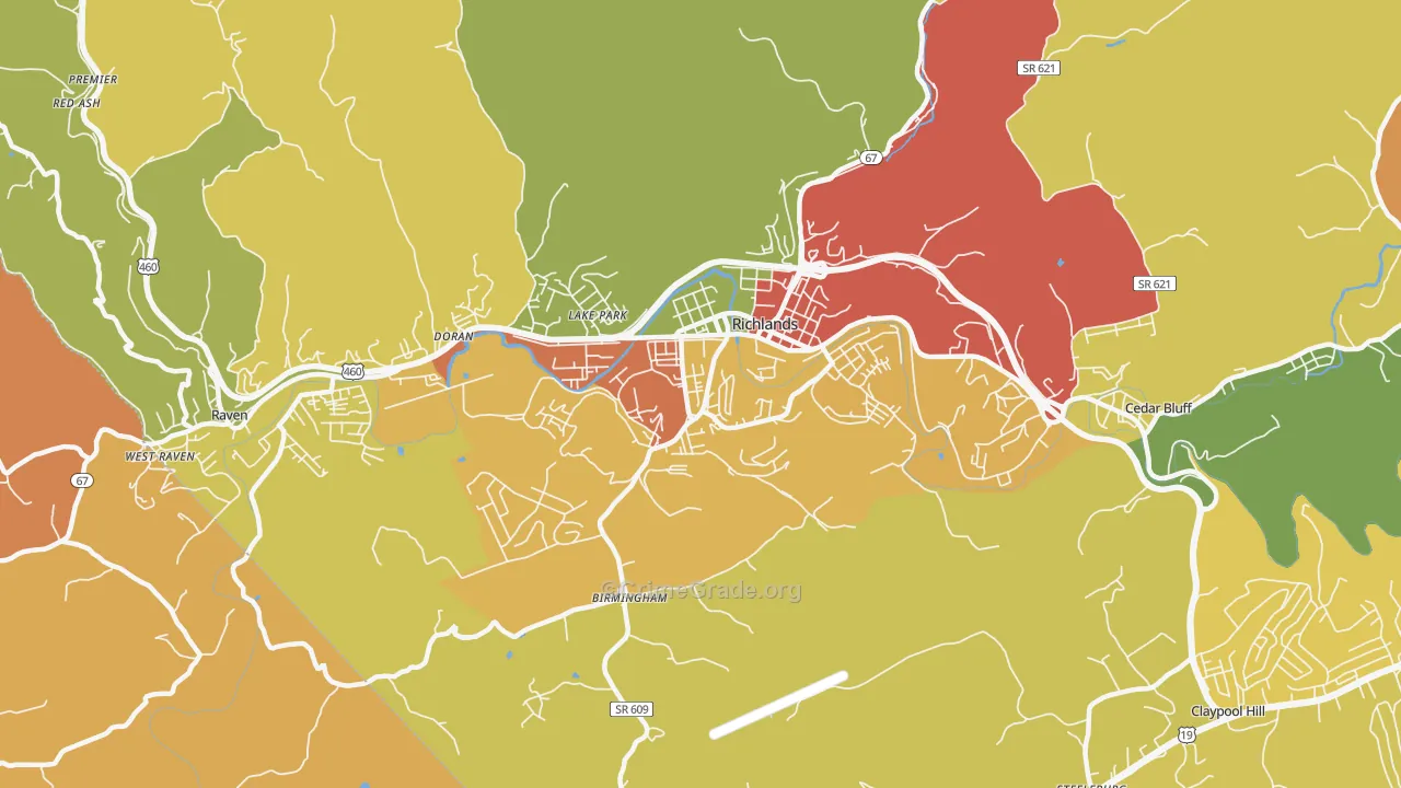 Richlands, VA Map of Theft Rates