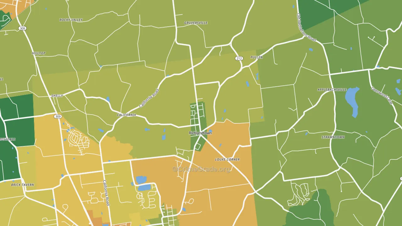 Richlandtown, PA Map of Theft Rates