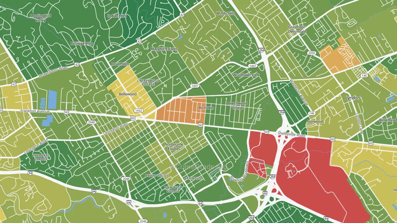 Richlawn, KY Map of Theft Rates