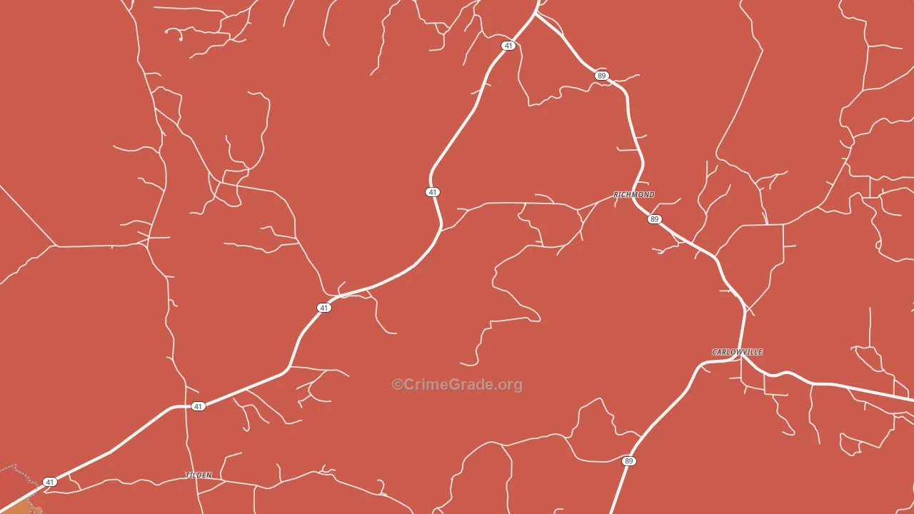 Richmond, AL Map of Theft Rates