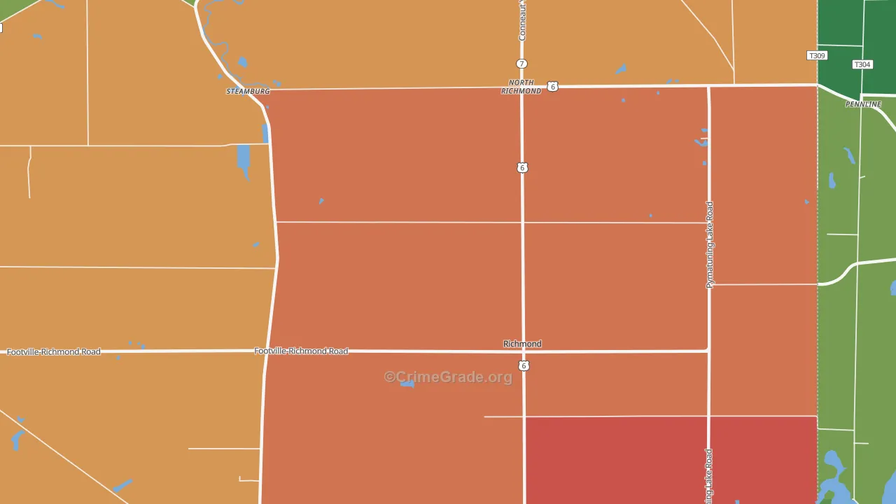 Richmond Center, OH Map of Theft Rates