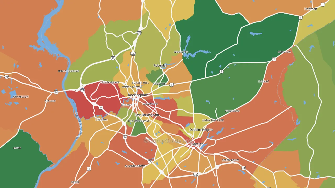 Richmond County, NC Map of Theft Rates