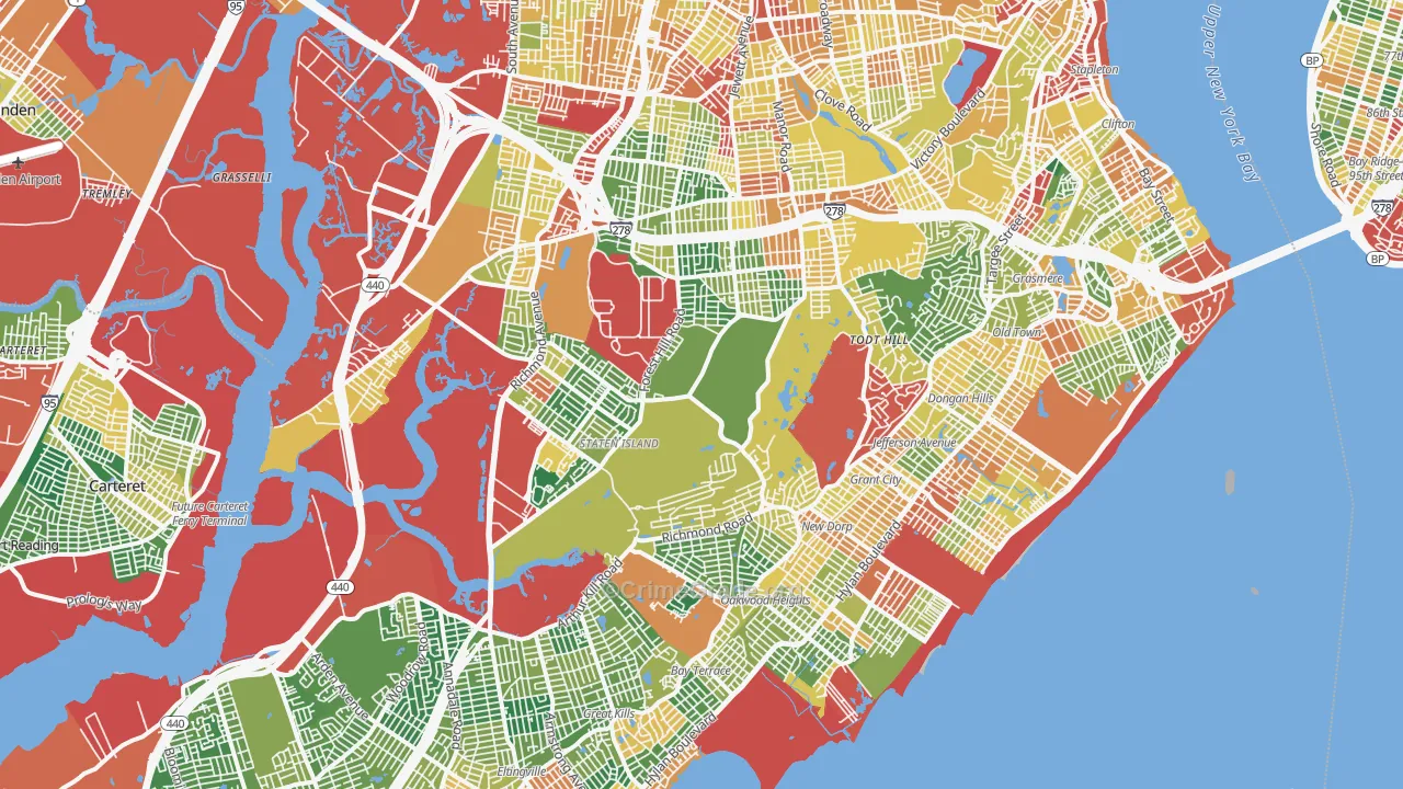 Richmond County, NY Map of Theft Rates