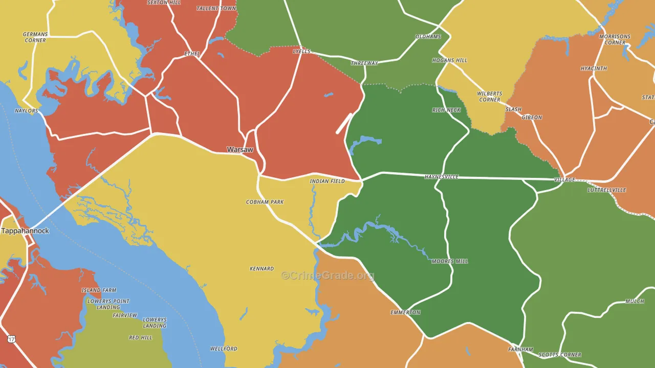 Richmond County, VA Map of Theft Rates