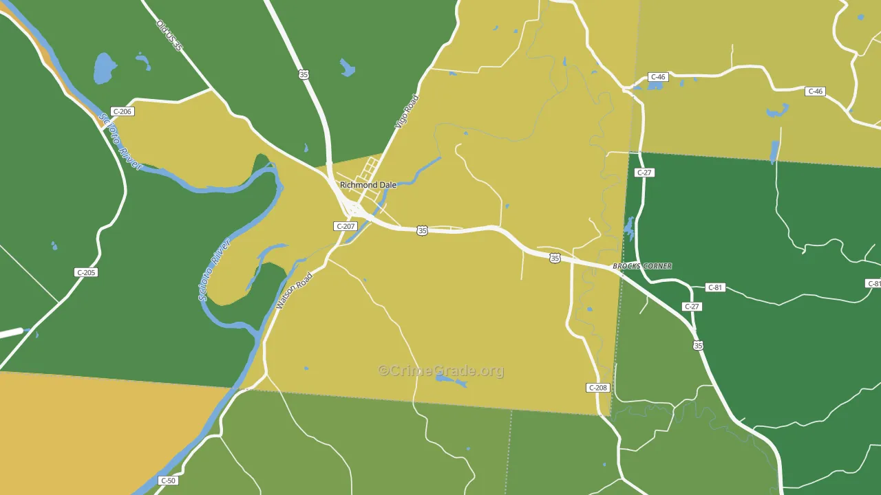 Richmond Dale, OH Map of Theft Rates