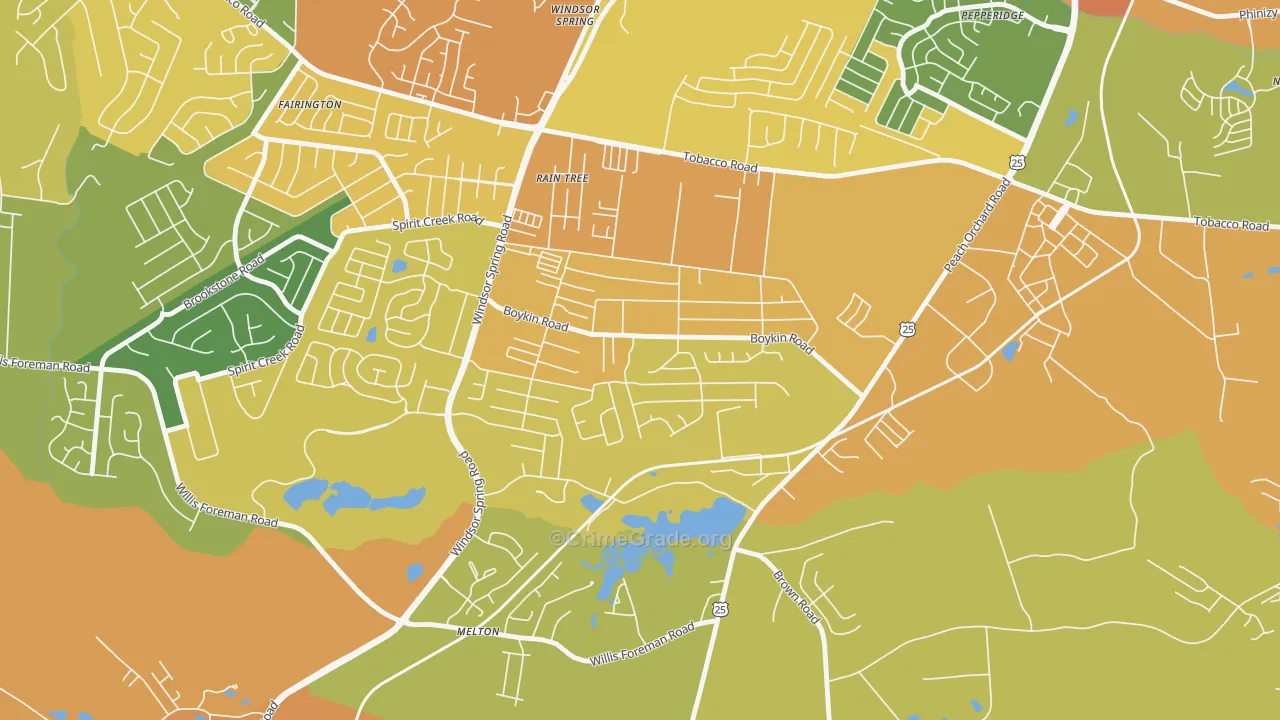 Richmond Factory, Augusta, GA Map of Theft Rates