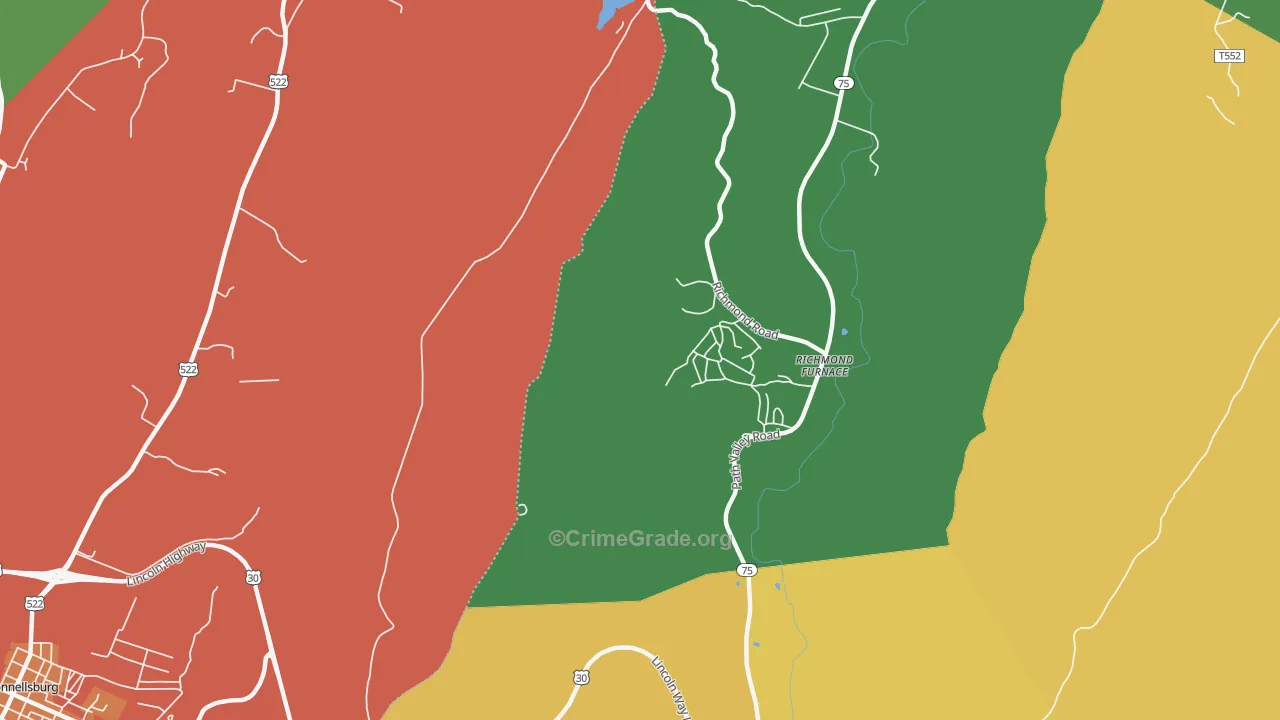 Richmond Furnace, PA Map of Theft Rates