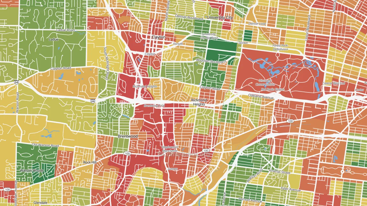 Richmond Heights, MO Map of Theft Rates