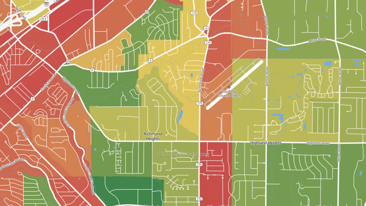 Richmond Heights, OH Map of Theft Rates