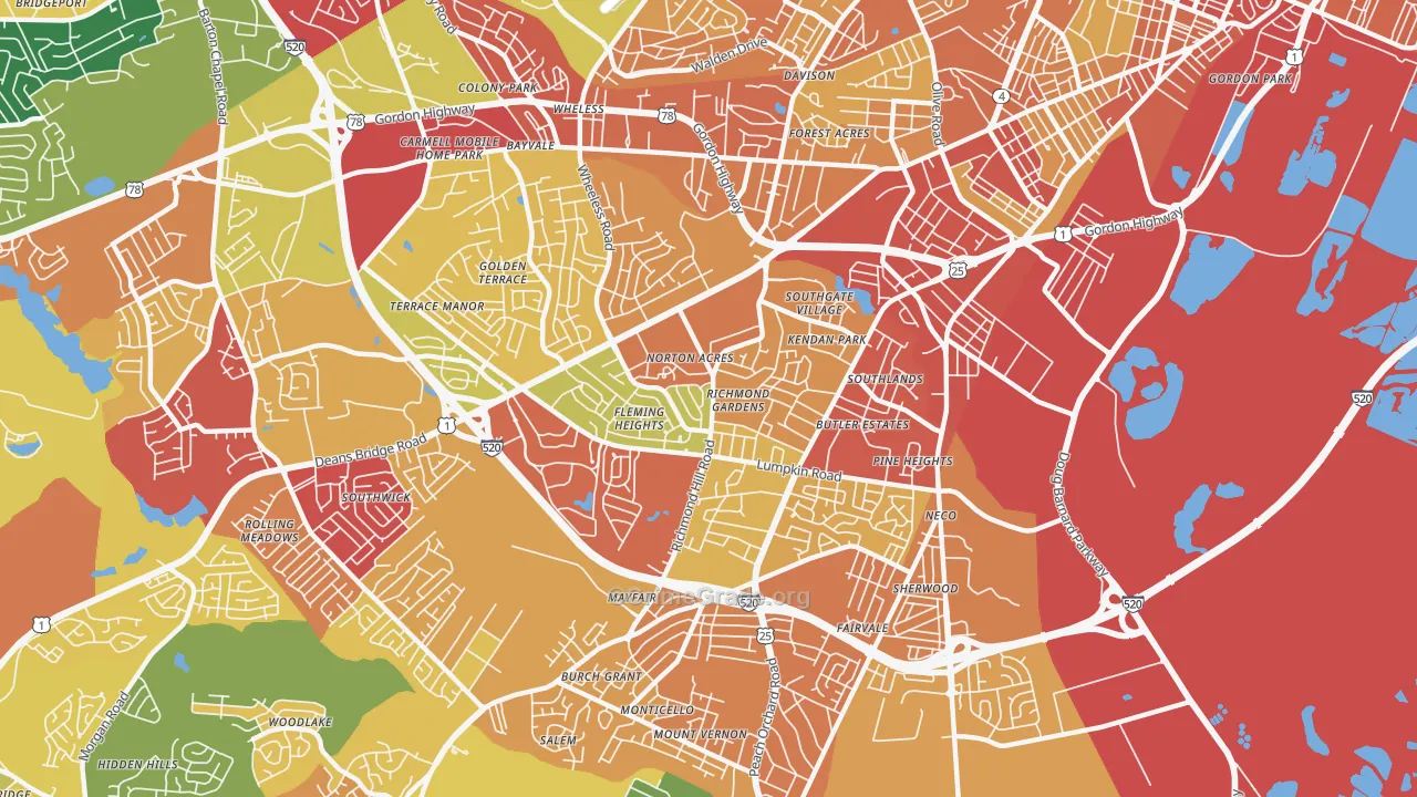 Richmond Hill, Augusta, GA Map of Theft Rates