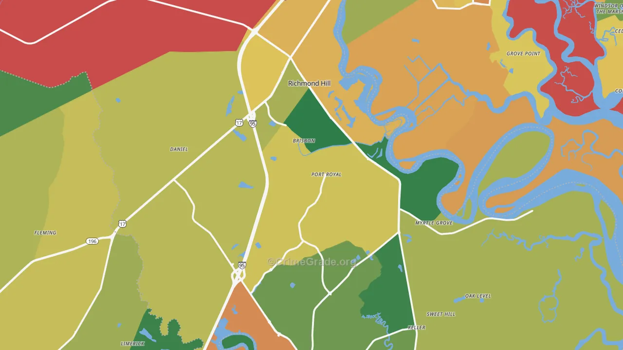 Richmond Hill, GA Map of Theft Rates