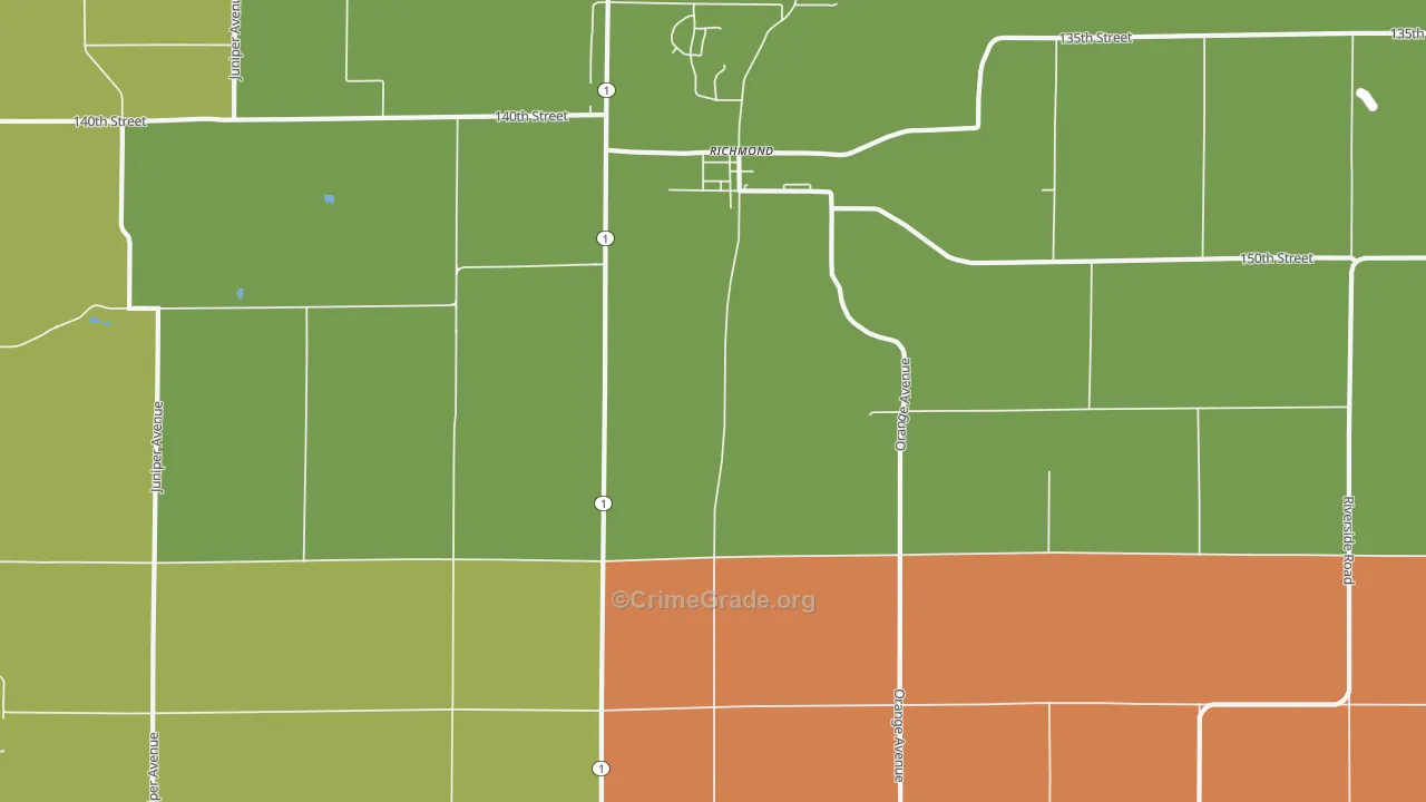 Richmond, IA Map of Theft Rates