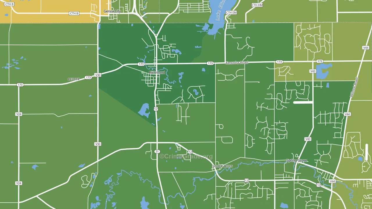 Richmond, IL Map of Theft Rates