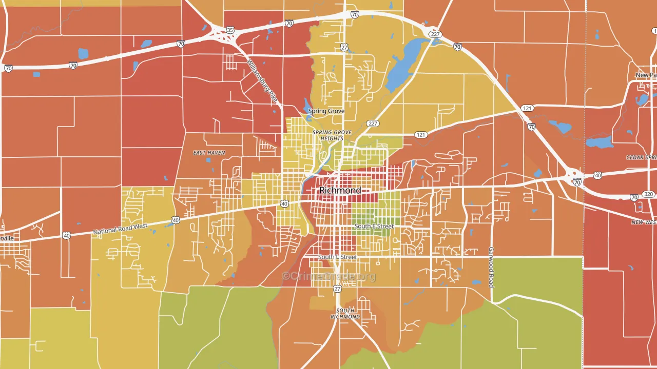 Richmond, IN Map of Theft Rates