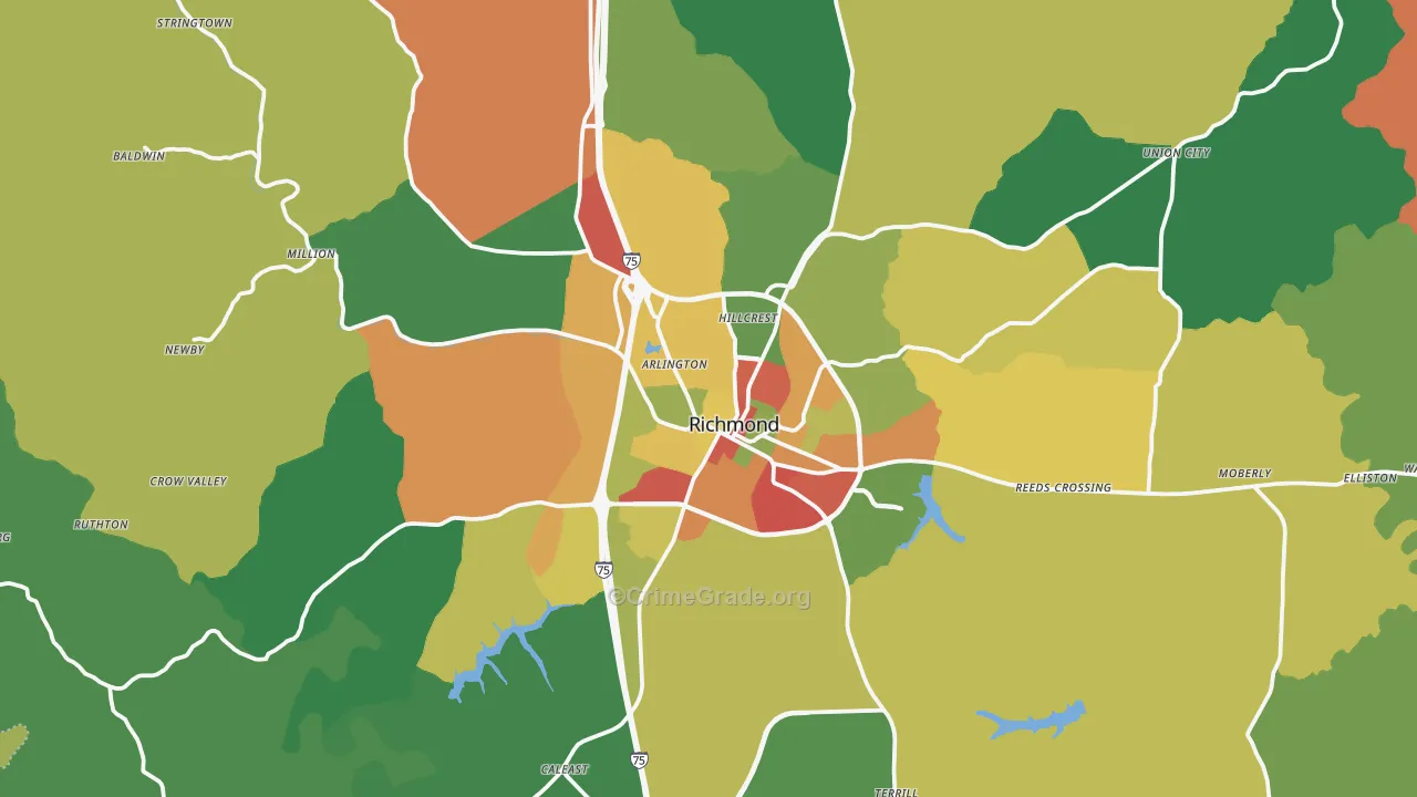 Richmond, KY Map of Theft Rates